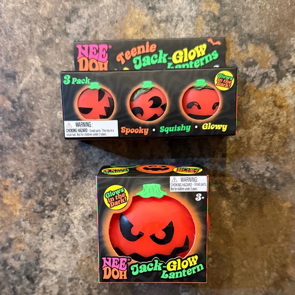 Nee Doh Jack-Glow Pumpkin Lanterns (3 Pack) & Nee Doh Jack-Glow Lantern (Orange)